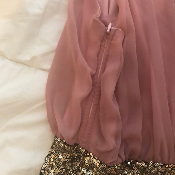 pink gold sequin semi/formal/homecoming/prom dress - Picture 6 of 8